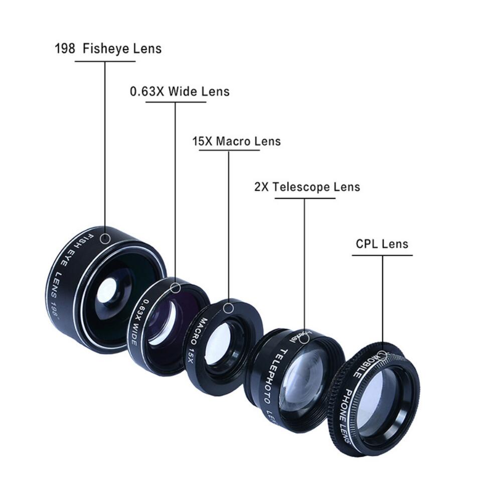 APEXEL Phone lens kit universal 10 in 1 Fisheye Wide Angle macro Lens