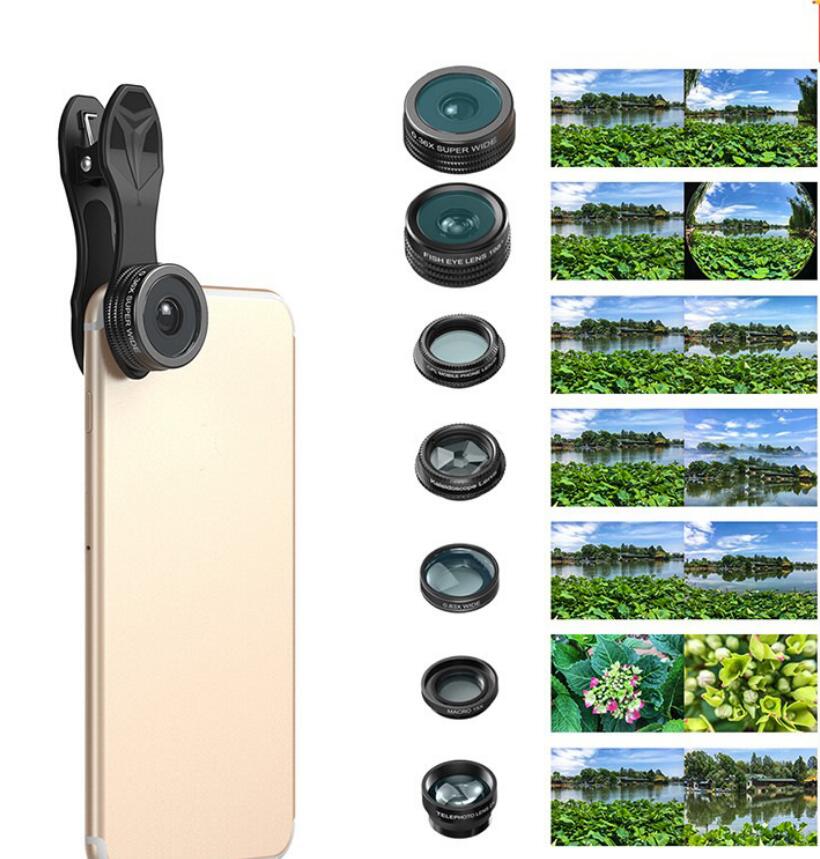 APEXEL Phone lens kit universal 10 in 1 Fisheye Wide Angle macro Lens