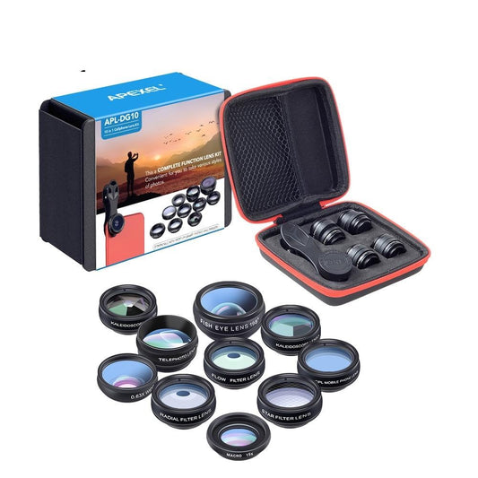 APEXEL Phone lens kit universal 10 in 1 Fisheye Wide Angle macro Lens