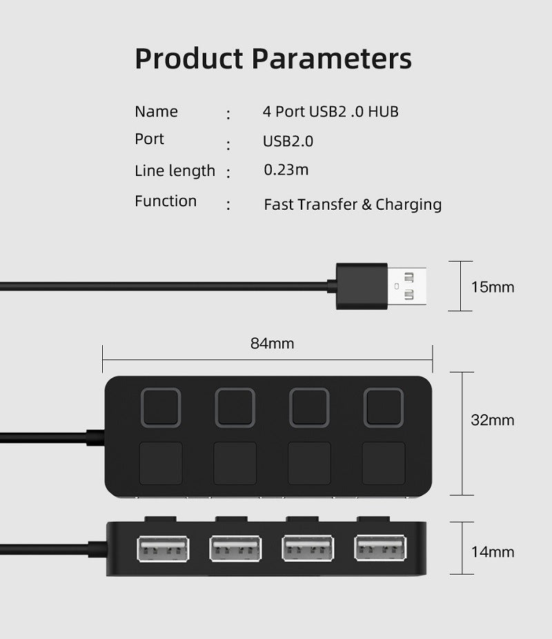 Multi-USB Splitter 4-port Extender